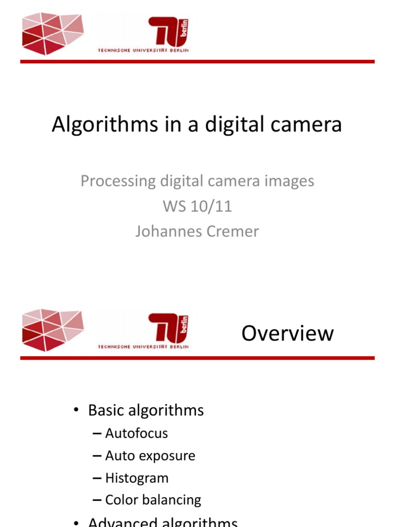 Camera Algorithms | PDF | Technology & Engineering