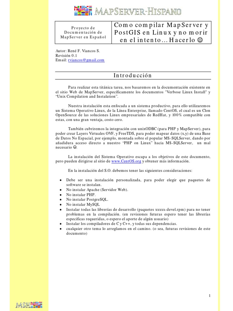 Compilacion Mapserver Postgis | PDF | Servidor HTTP Apache | Postgre Sql
