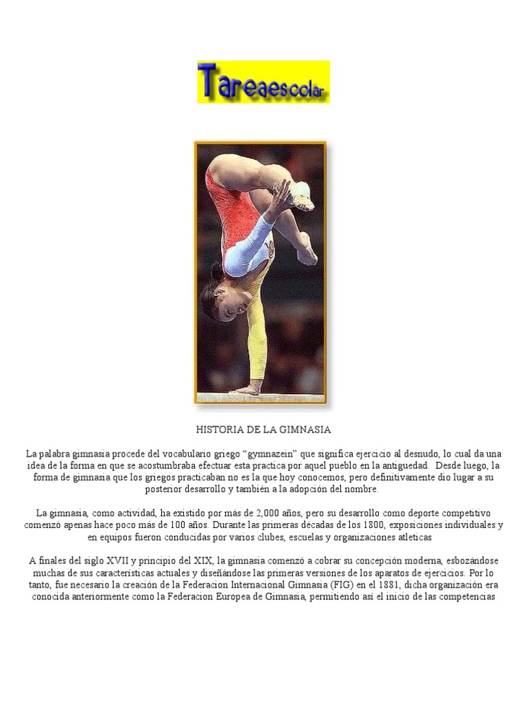 HISTORIA DE LA GIMNASIA Gimnasia Deportes de interior