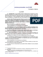 Notificaciones procesales. Análisis de la Ley 25.488