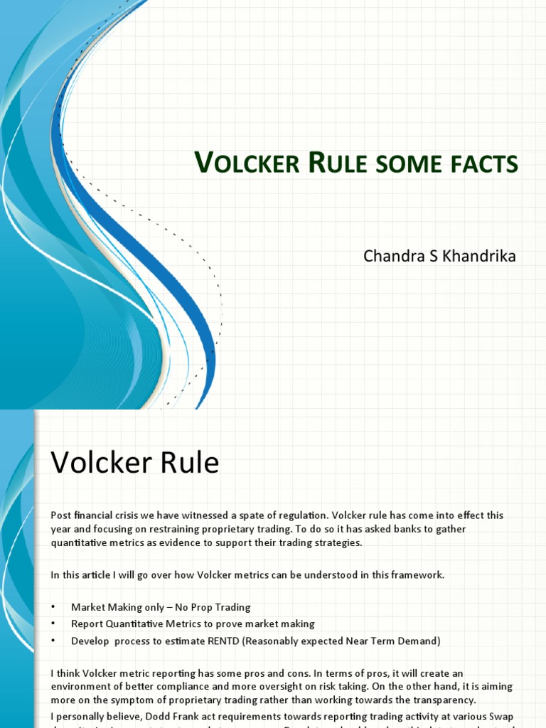 Volcker Rule Facts On Metrics PDF Financial Markets Economies