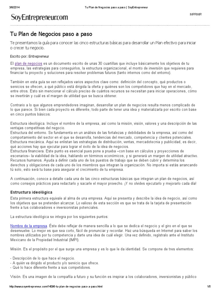 Guía Completa para Crear un Plan de Negocios | PDF | Distribución ...