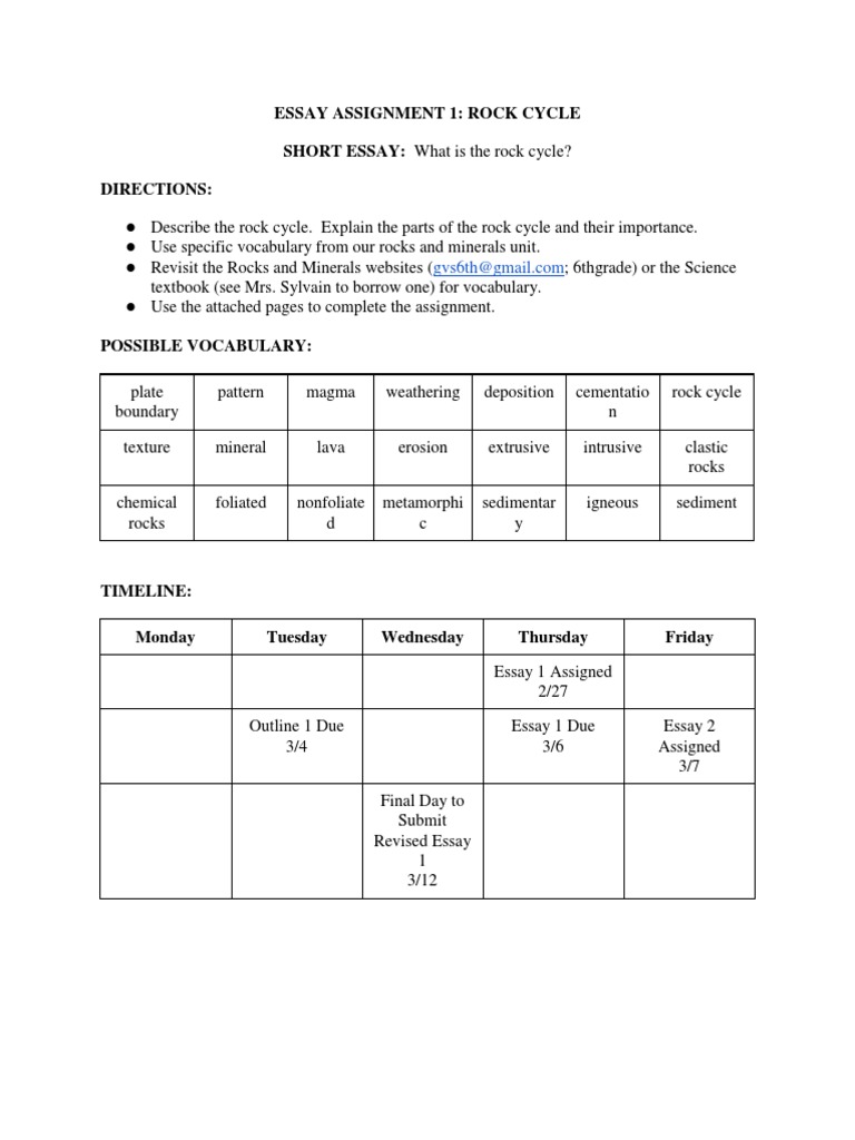 Rock Cycle Short Essay | PDF | Rock (Geology) | Paragraph