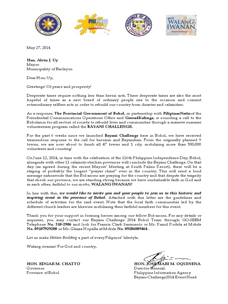 Letter For Culmination For An Activity | PDF | Philippines | Volunteering