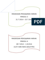 Ringkasan Pengajaran Harian Minggu 3 21.7.2014 - 25.7.2014