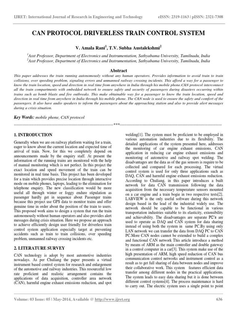Driverless Train Control System Using CAN | PDF | Computer Network ...