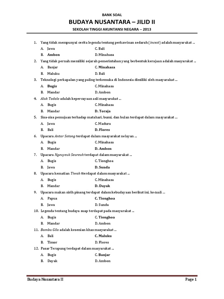 Soal Cerdas Cermat Nusantara Guru Paud