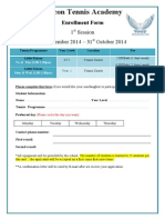 Falcon Tennis Register Form 2014 