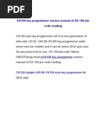CK100 key programmer owners manual of CK 100 pin code reading