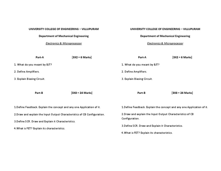 Electronics & Microprocessor Exam Guide | PDF
