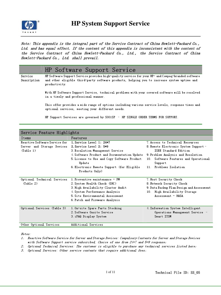 HP System Support Service Hewlett Packard Technical Support Free