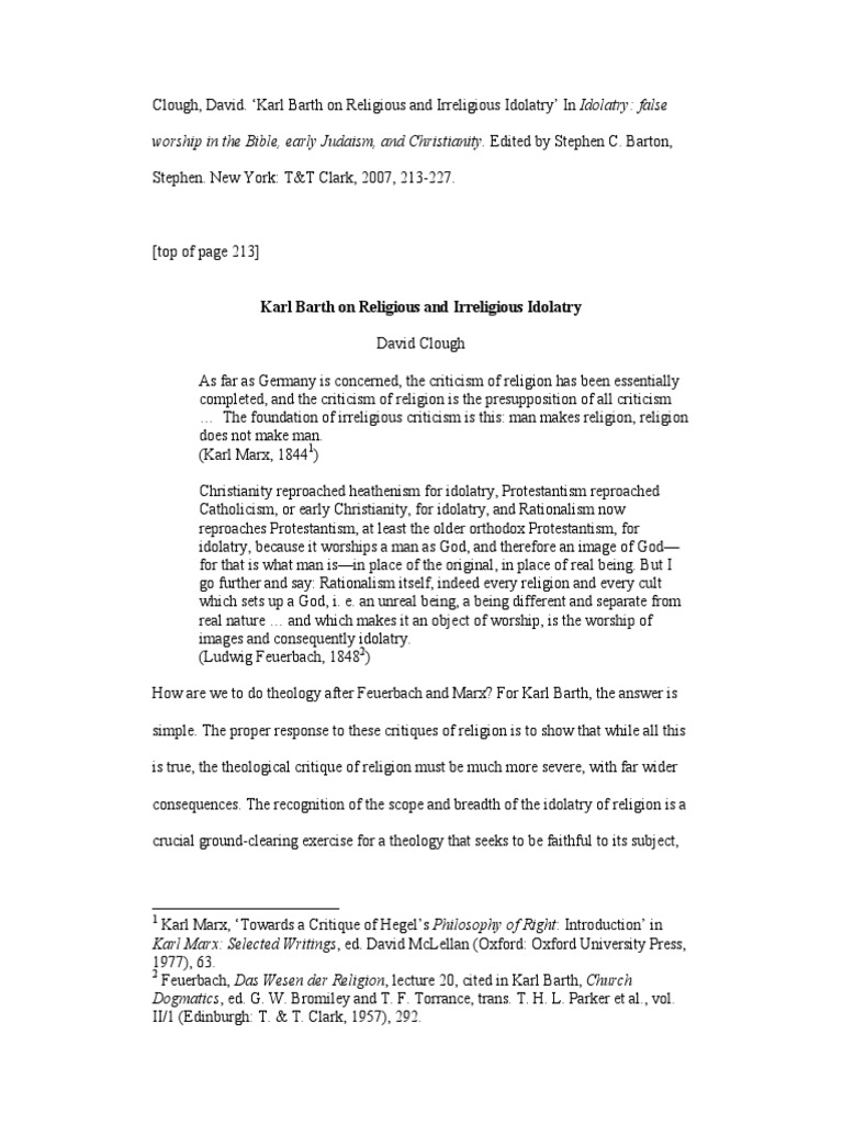 Optimized SEO Document Title | PDF | Karl Barth | Idolatry