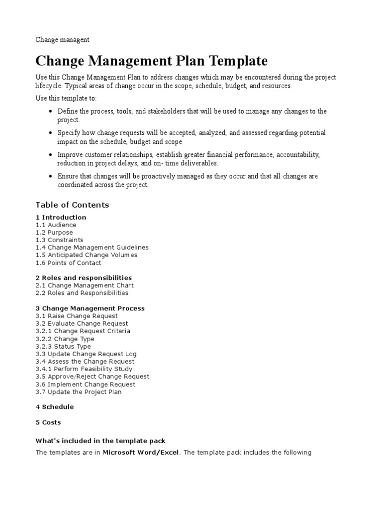 Change Management Plan Template Guide | PDF
