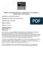 Vmware Certified Associate - Data Center Virtualization Examination Score Report