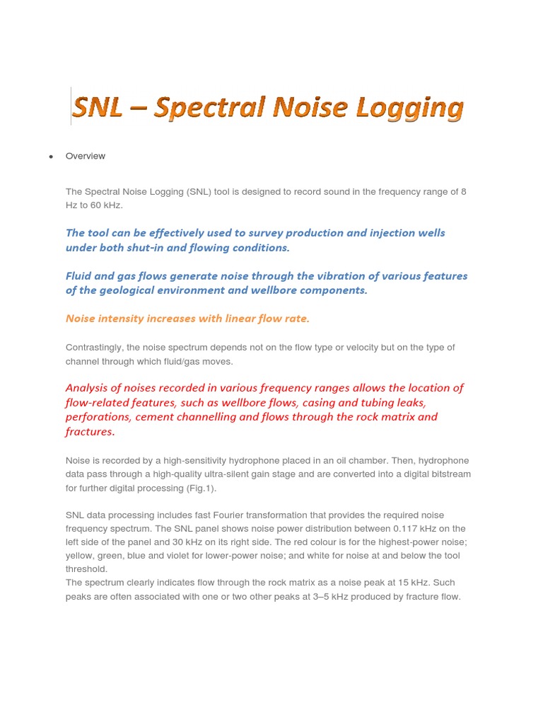 Spectral Noise Logging for Flow Analysis | PDF | Casing (Borehole ...