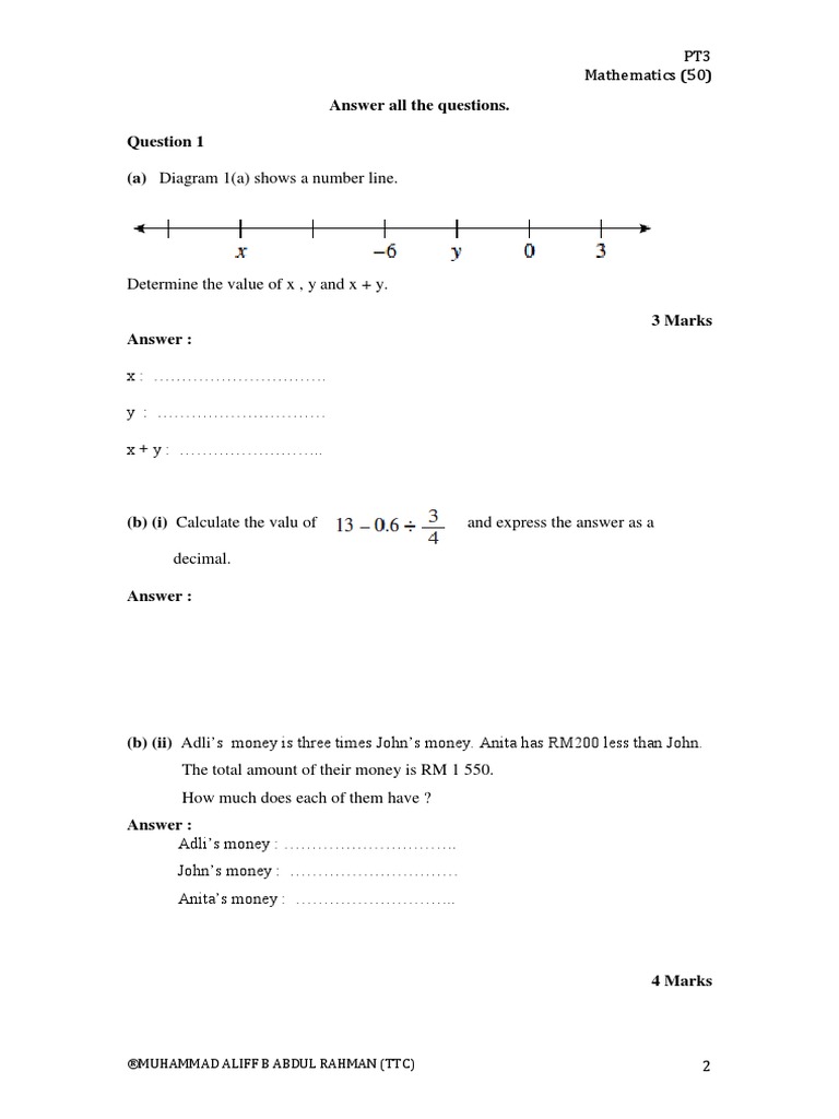 Kertas Soalan Pt3 Matematik Pdf - Selangor h