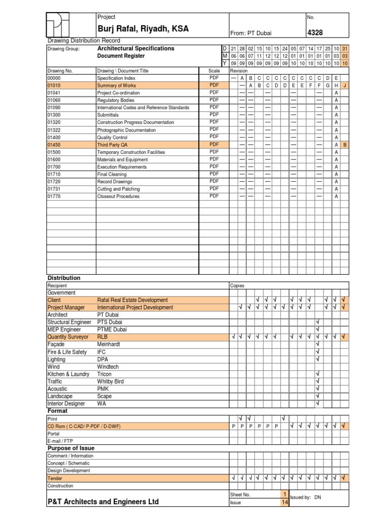 Architectural Drawing Distribution Record | PDF | Door | Flooring