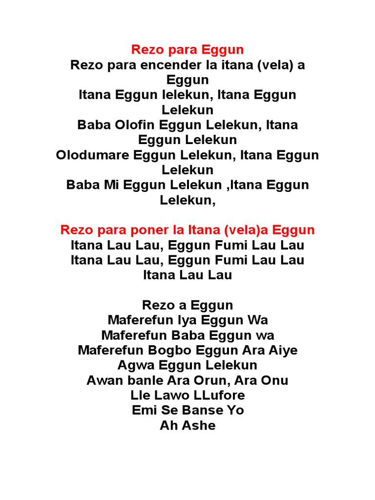 Rezo Para Eggun rezo para eggun