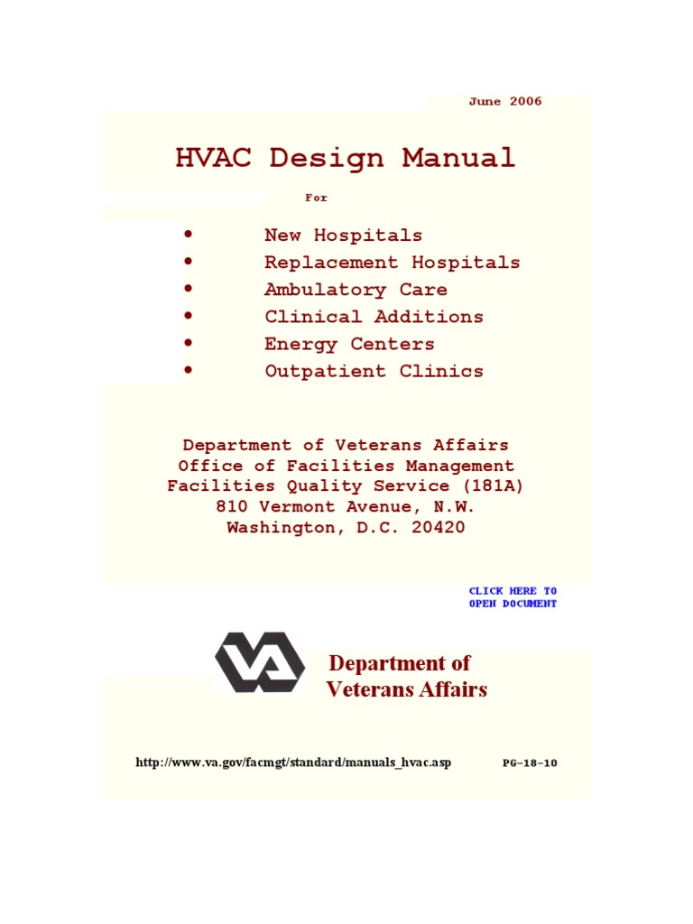 HVAC Design Manual For Hospitals PDF Business