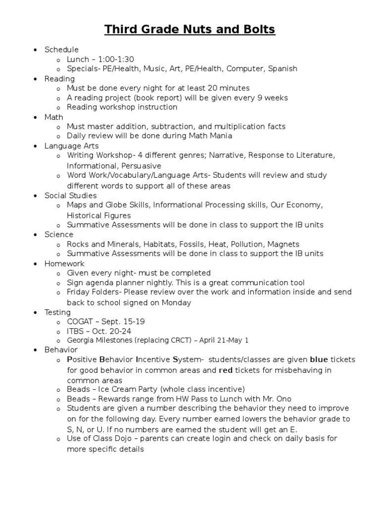 Third Grade Curriculum Overview and Policies | PDF