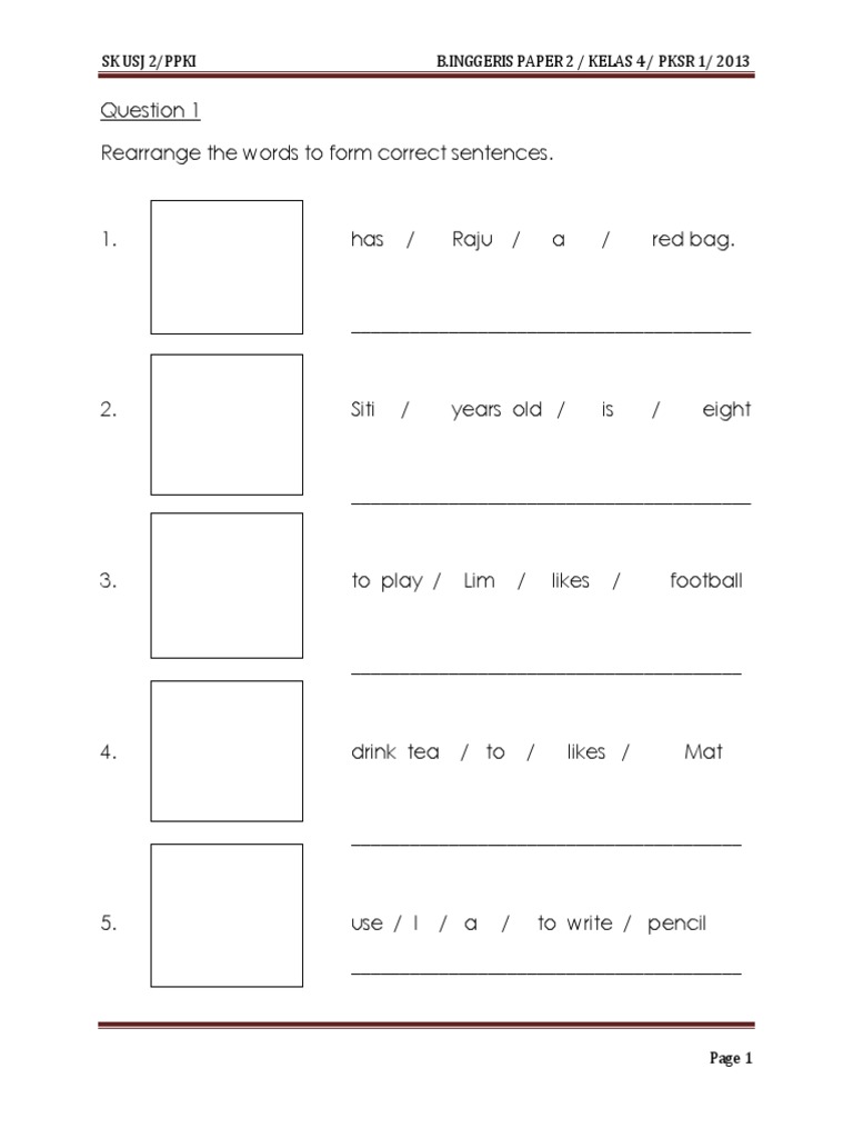 English Paper 2 Exercises for Grade 4 | PDF