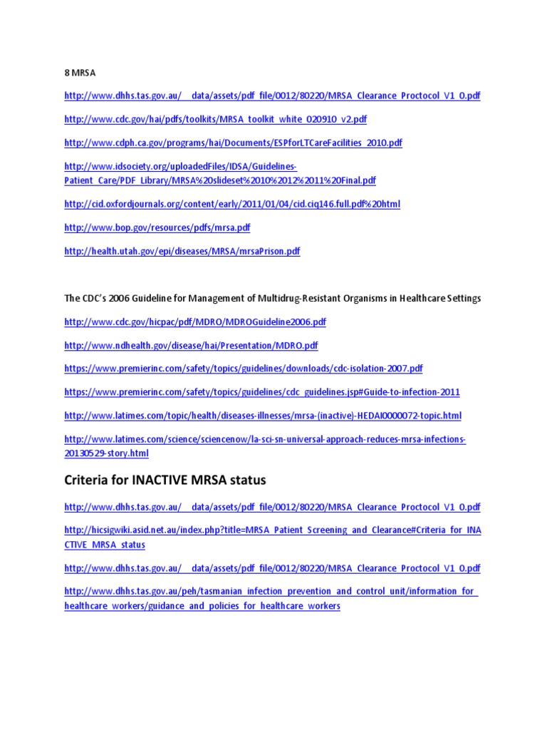 Criteria For INACTIVE MRSA Status | PDF