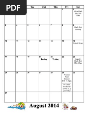 August Calendar