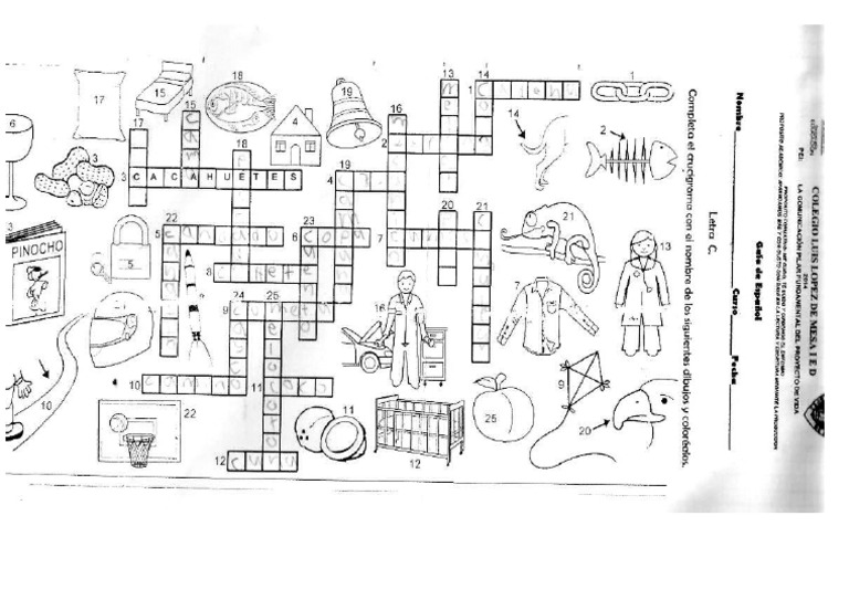 Crucigrama con la letra C