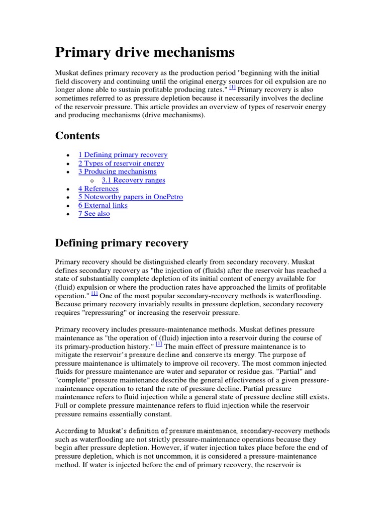 Overview of Oil Drive Mechanisms | PDF | Petroleum Reservoir ...