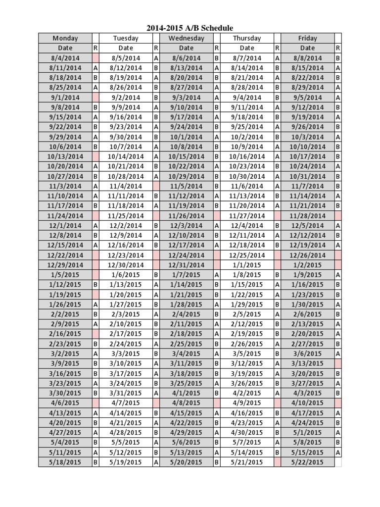 2014-2015 A/B Weekly Schedule | PDF | Foreign Language Studies