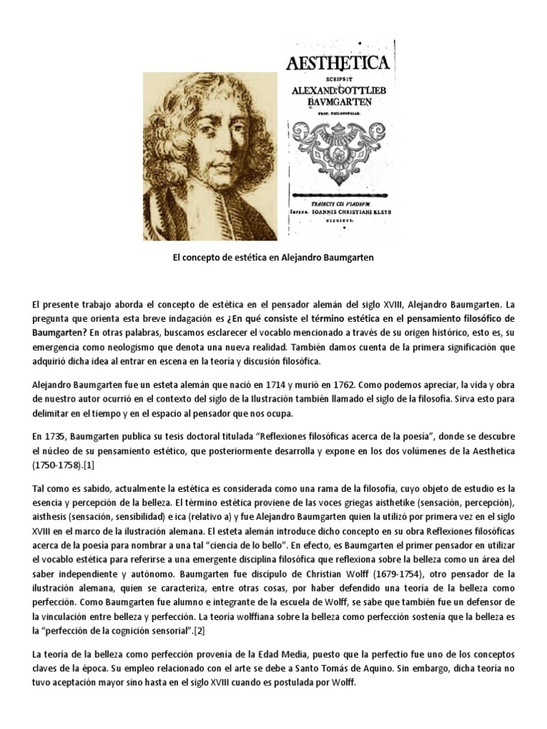 El Concepto de Estética en Alejandro Baumgarten