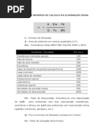 Memória de Cálculo Iluminação Geral