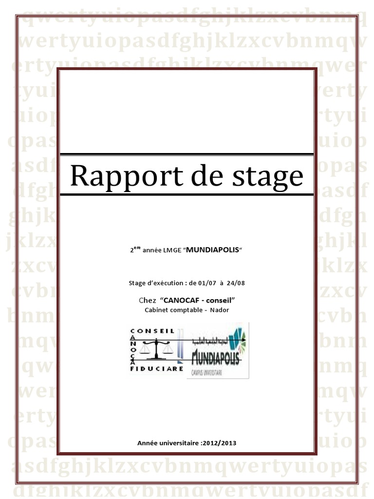 Rapport De Stage Commissariat Aux Comptes Pdf