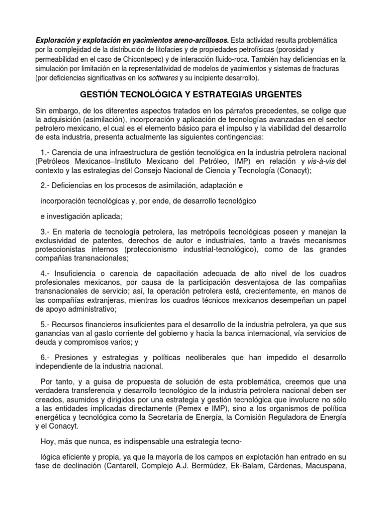 Exploración y Explotación en Yacimientos Areno | Petróleo | Tecnología