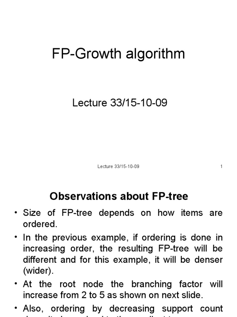 FP Growth Algorithm | PDF | Computer Programming | Algorithms And Data ...