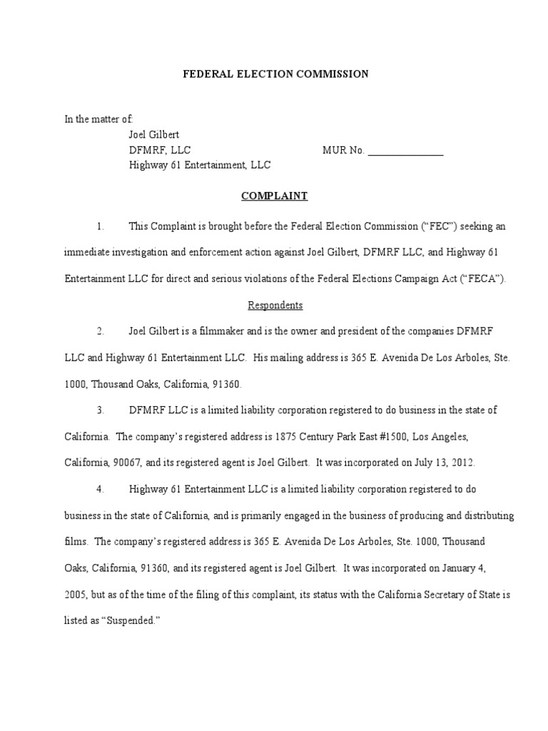 DFMRF FEC Complaint | PDF