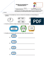 Prueba de Matemática Hora