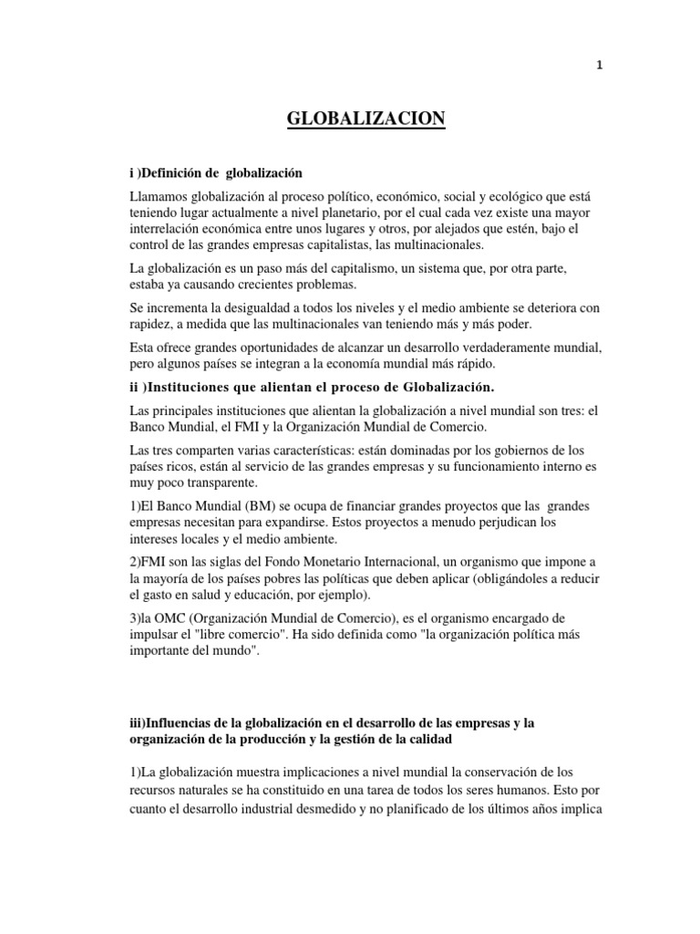 Impacto de la Globalización en Empresas | PDF | Corporación ...