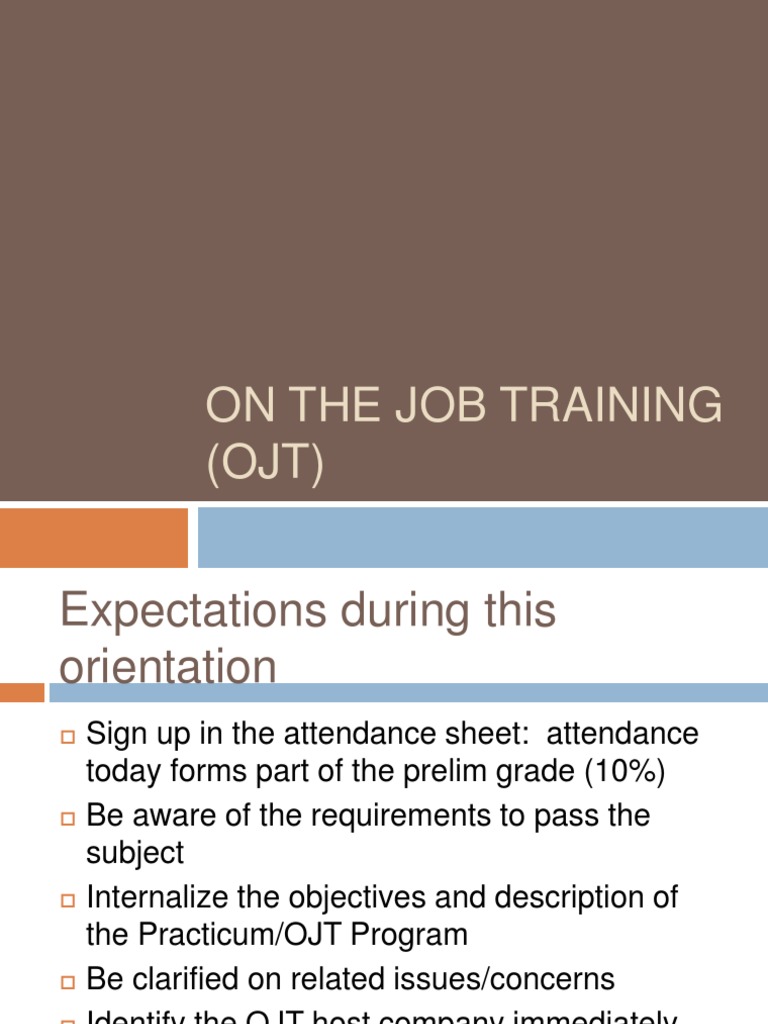 OJT Program Orientation Guidelines | PDF | Curriculum | Behavior ...
