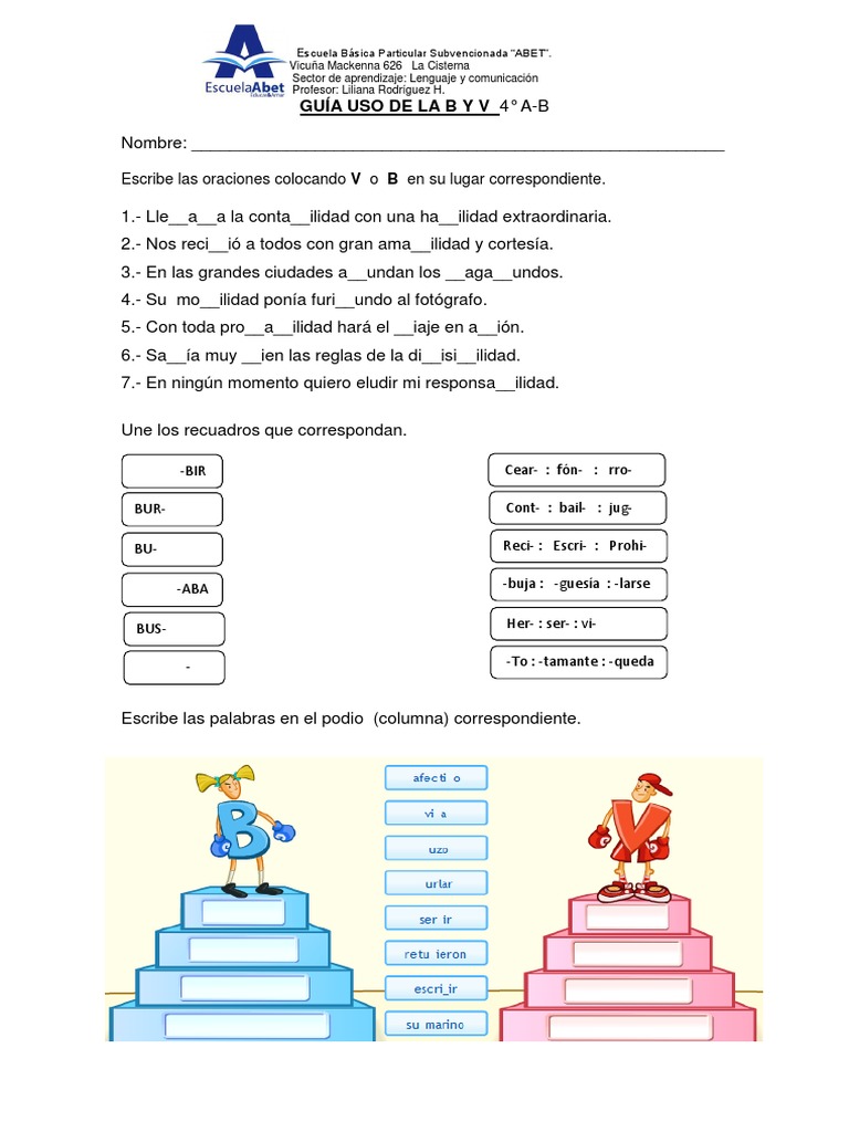 Actividades sobre el uso de B y V | PDF