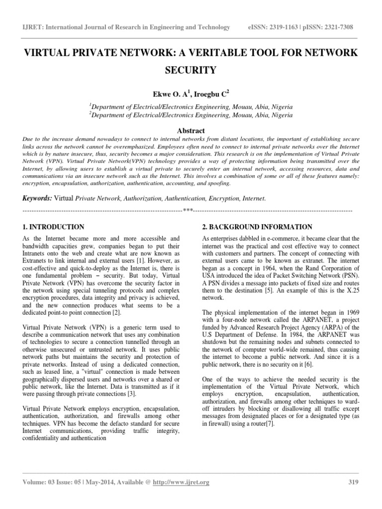 Vpn Implementation For Network Security Pdf Virtual Private Network