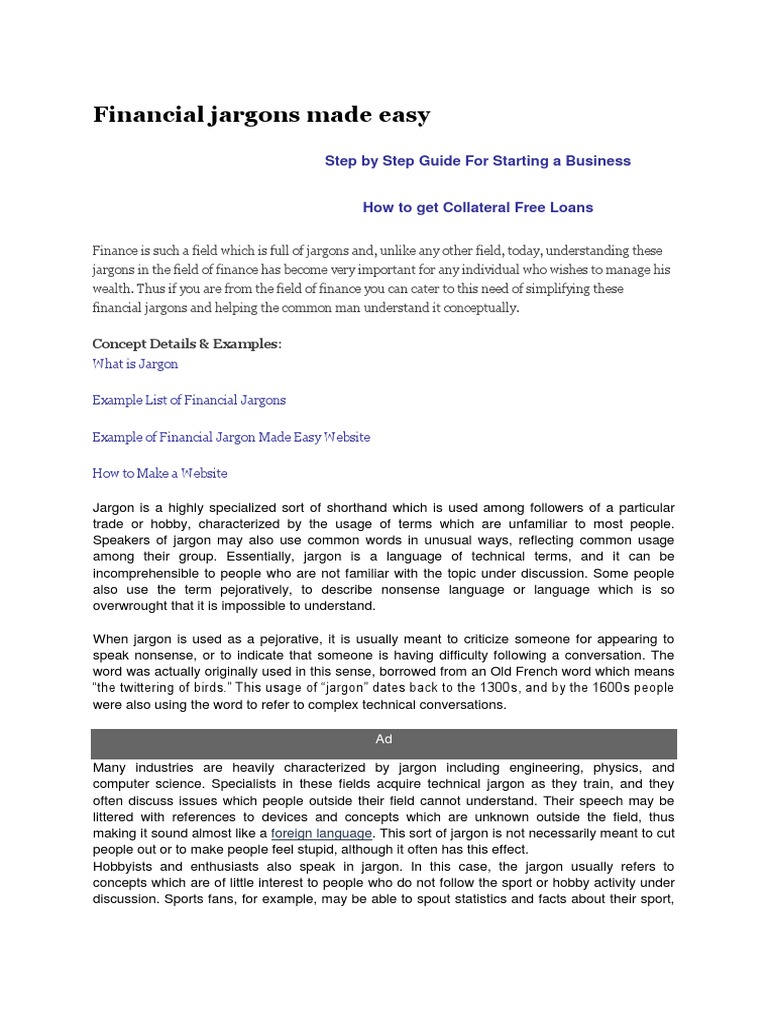 BUSINESS-Financial Jargons Made Easy | PDF | Arbitrage | Jargon