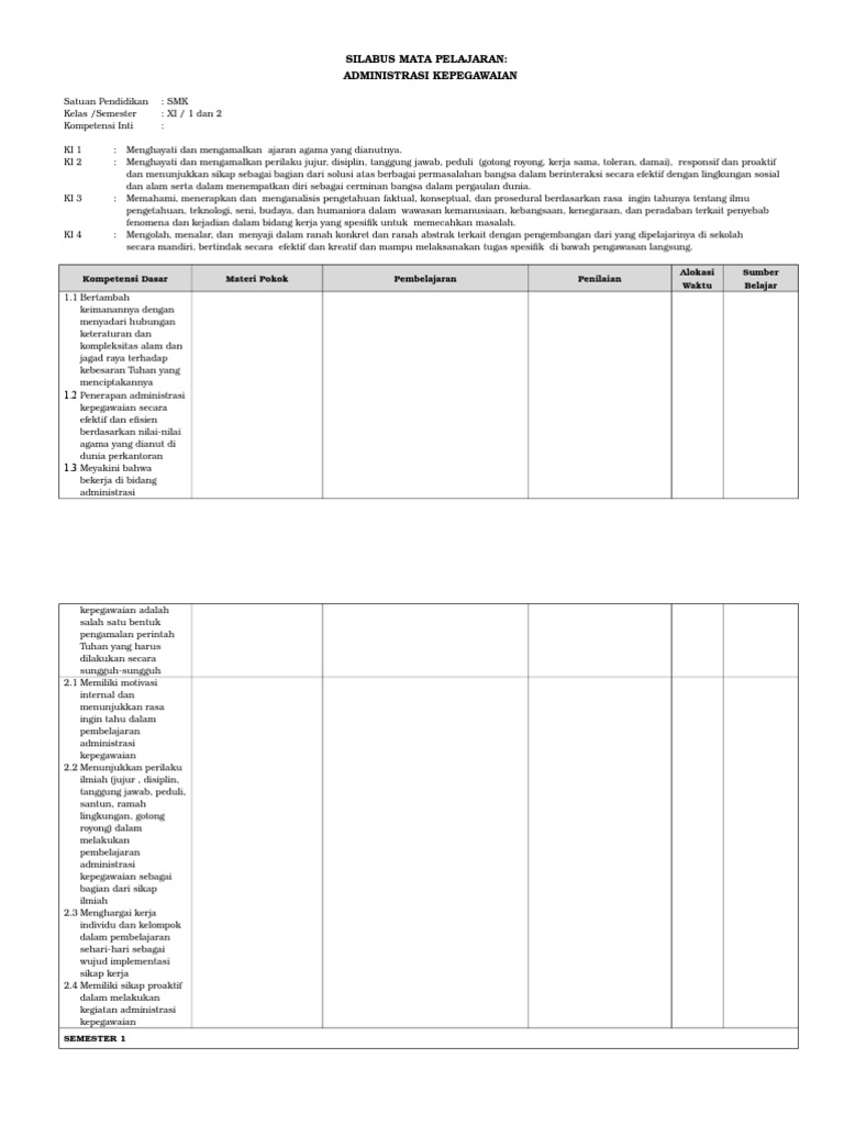 11 C3 1 11 Silabus Adm Kepegawaian Kls Xi Sem 1 2
