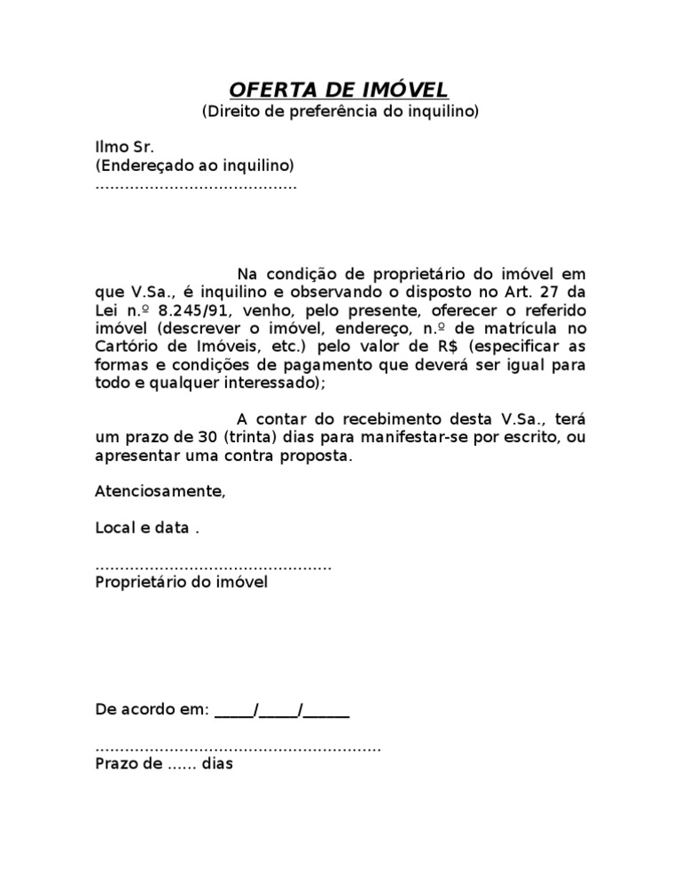 Modelo De Proposta De Compra E Venda De Imovel - Muitos 