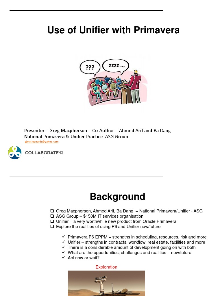 Integrating Unifier with Primavera P6 | PDF | Oracle Corporation ...