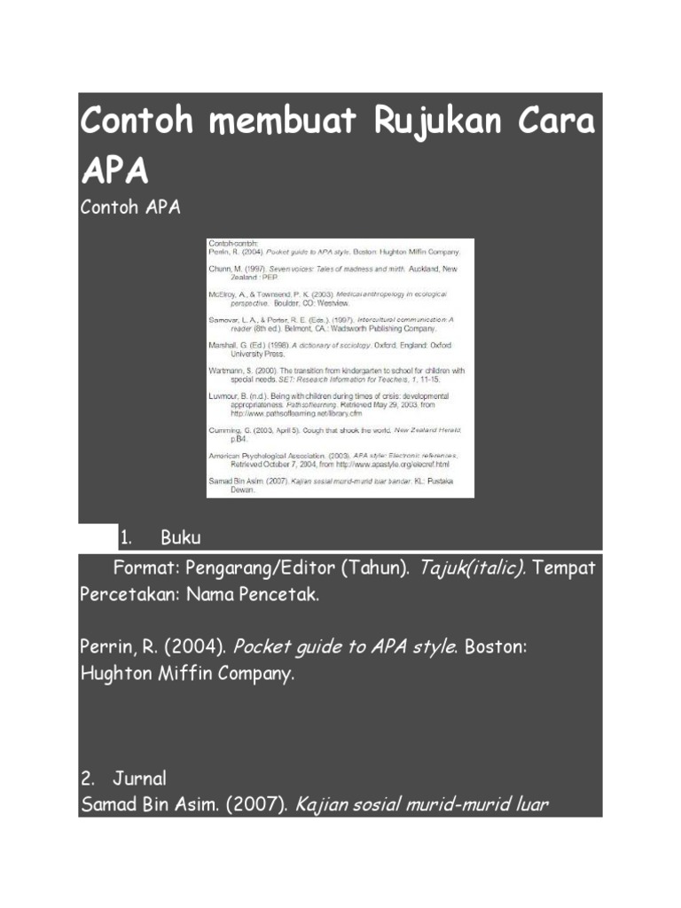 Contoh Rujukan Gaya APA yang Tepat | PDF