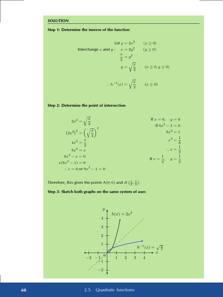 Inverse and Intersection of Quadratic Functions | PDF | Teaching ...