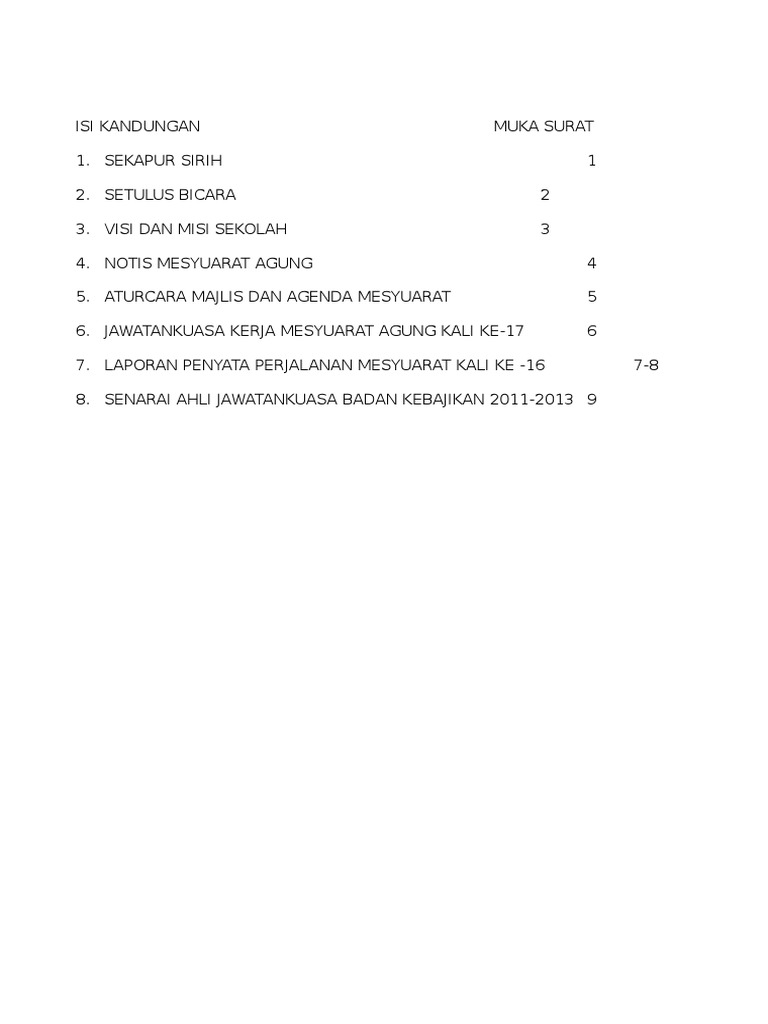 Buku Program Mesyuarat Agung Sekolah | PDF