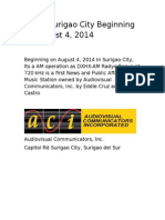 DXHX Surigao City Beginning on August 4, 2014
