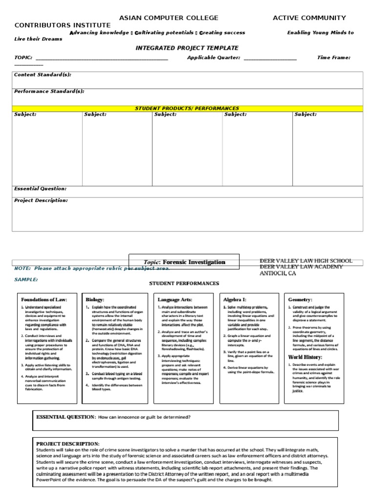 Integrated Project Template | PDF